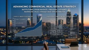 Precision Wealth Building Strategy by Curtis Waters: Data-driven real estate analysis with a modern Charlotte skyline background.